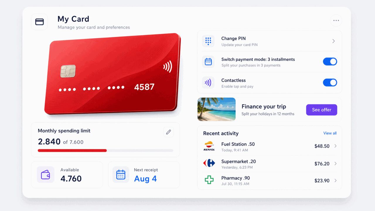 Servicing bancario digital: préstamos y tarjetas en autoservicio para una financiera líder europea